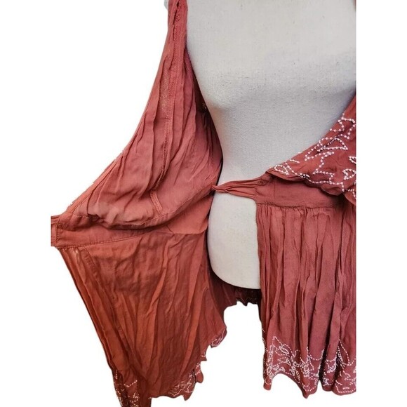 Free People Sylvia Wrap Mini Dress Flounce Size Small Embellished - Picture 8 of 12